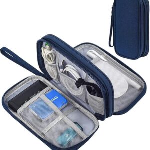 SaleOn Portable Storage Organizer For Usb Cable, Earphone, Power Bank,Charger, Hard Disk & Digital Gadgets, Digital Organizer Pouch With Mesh Pockets, Inside Material And Color May Vary, Navy blue